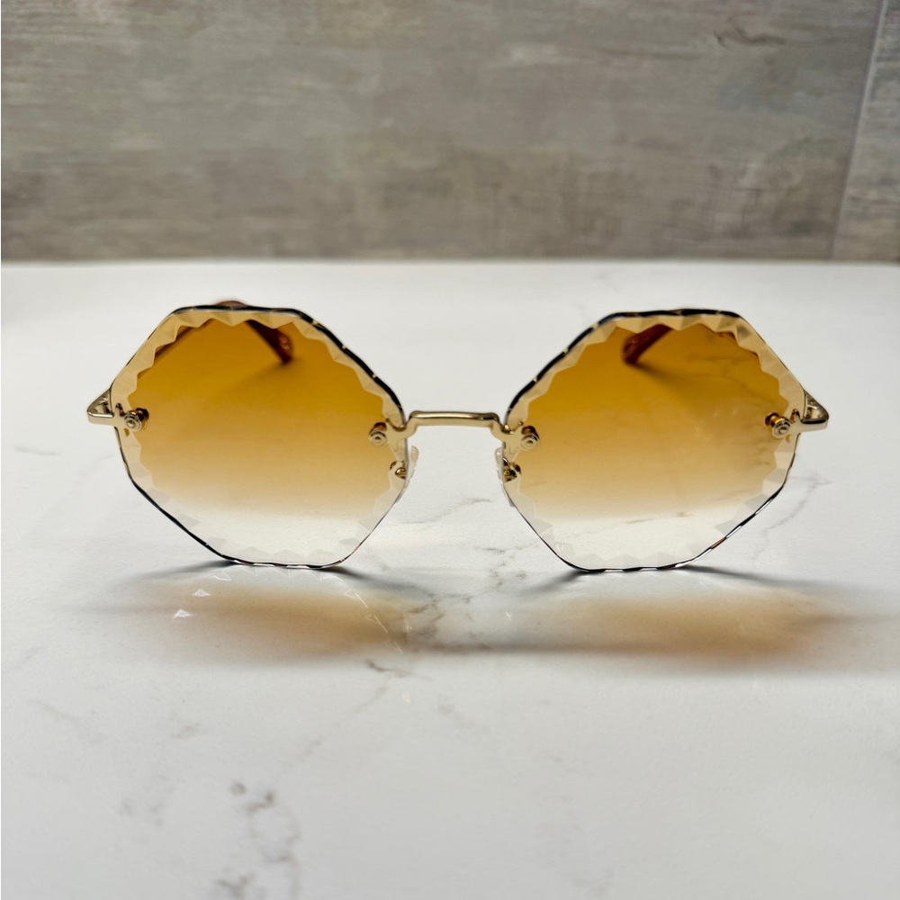 NWOT Chloe Gold and Brown Gradient Sunglasses